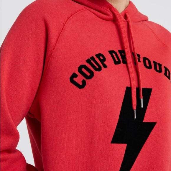 NWT FRAME Shrunken Cotton Hoodie Red Black Size Small Retail $195 - Picture 7 of 8